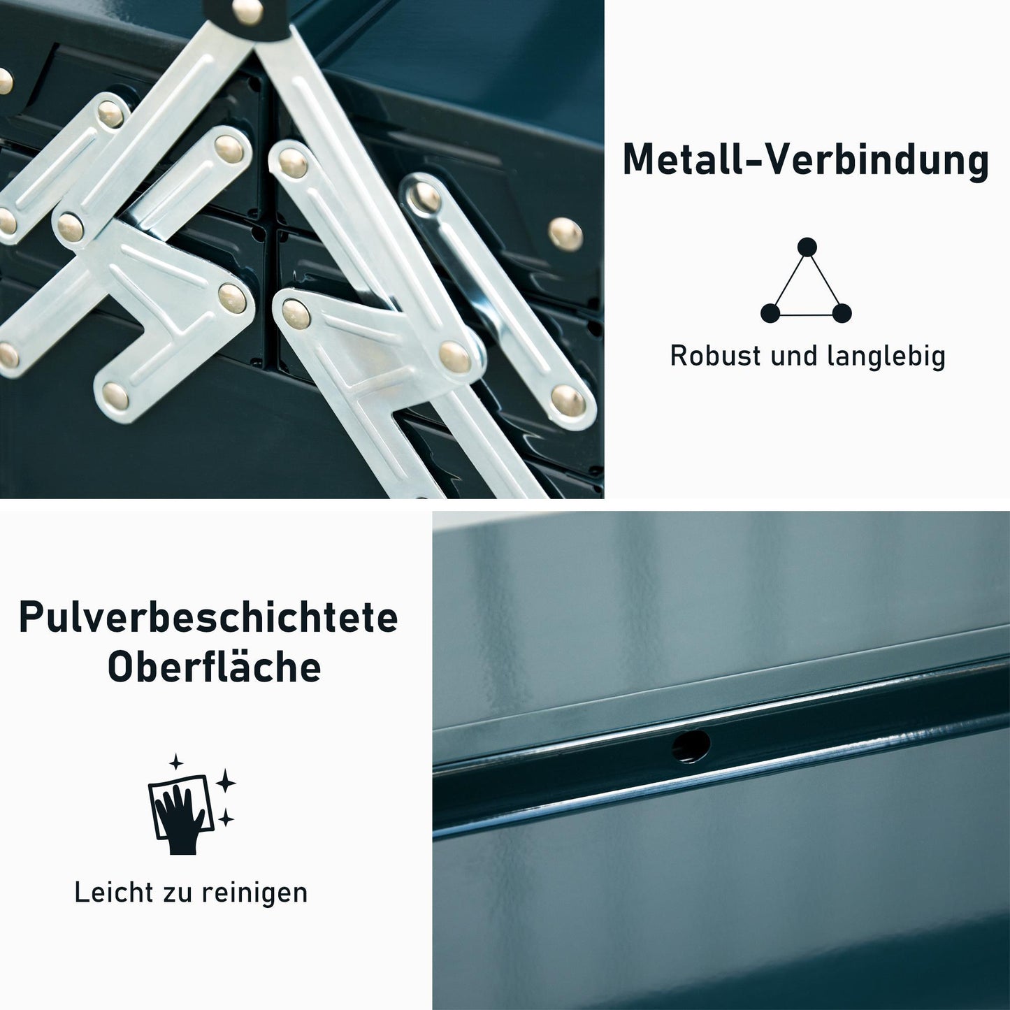 Gereedschapskist – Gereedschapsbox – Opbergkist – Gereedschapsdoos – Opbergbak – Donkergroen Staal – 5 Vakjes Inklapbaar – 45x22,5x34,5 cm Compact & Robuust