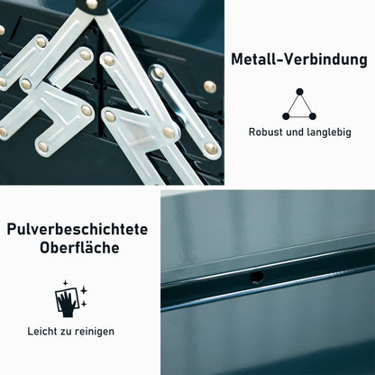 Gereedschapskist – Gereedschapsbox – Opbergkist – Gereedschapsdoos – Opbergbak – Donkergroen Staal – 5 Vakjes Inklapbaar – 45x22,5x34,5 cm Compact & Robuust