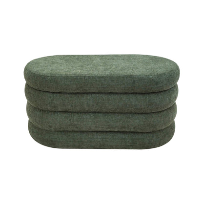 Rebecca Mobile Pouf, Long Oval Pouf, White Orange Green Grey, Polyester Fabric MDF, with Storage Compartment, for Living Room Bedroom - Measurements Hxlxp: 38 X 76 X 38 Cm