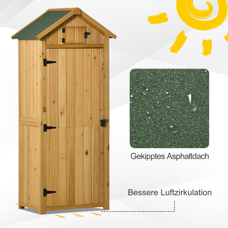 Tuinhuisje – Tuinkast – Tuinschuur – Berging – Opberghuis – Hout – Asfalt Dak – Ruime Deur & Uitneembare Planken – 77x54x179 cm – Geel