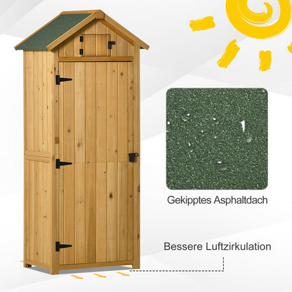 Tuinhuisje – Tuinkast – Tuinschuur – Berging – Opberghuis – Hout – Asfalt Dak – Ruime Deur & Uitneembare Planken – 77x54x179 cm – Geel