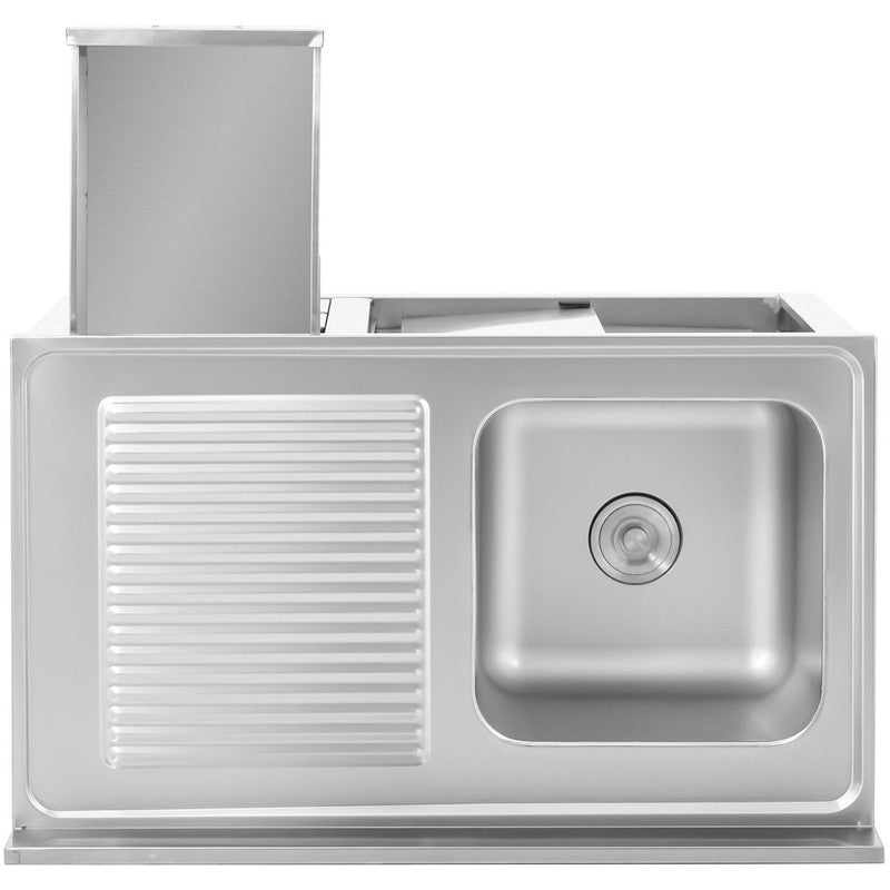 RVS Spoelbak – Keukenspoelbak – Inbouwspoelbak – Spoelbak met Lade – Roestvrijstalen Waschbak – Met Ladekast – Verstelbare Pootjes – Afmeting 100x60x94,5 cm