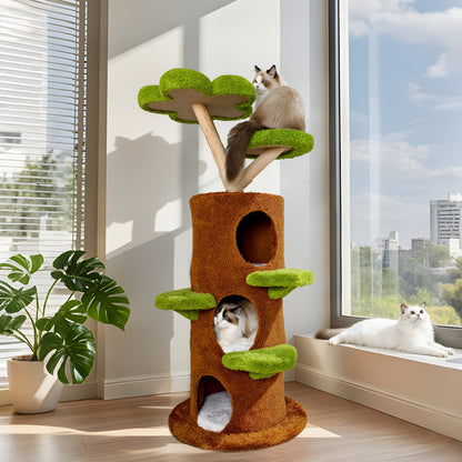 Bingopaw Cat Tree 148cm, Sturdy and Durable Cat Scratching Post, Cat Furniture with Toy Ball and Cat Condo, Cat Climbing Tree, Cat House, Cat Scratching Tower, Solid Wood Material, Large Cat Trees for Indoor Cats, Cat Tree fo