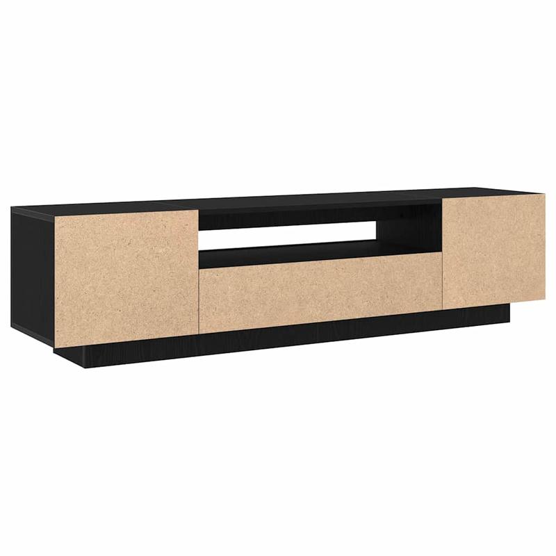 TV-Meubel – TV-Kast – Entertainmentcenter – Mediaconsol – Opbergmeubel – Zwarte Houtlook – 160x35x40 cm – Geschikt Tot 65 Inch