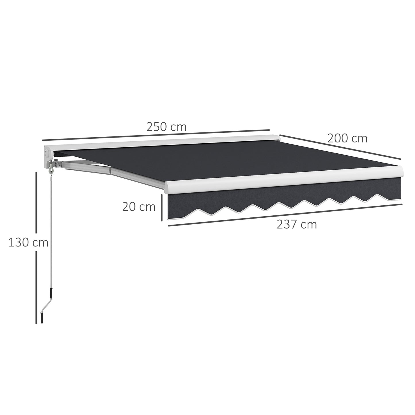 Uitvalscherm – Zonnescherm – Terrasscherm – Markies – Luifel – Elektrisch en Handmatig – Aluminium Frame en Afstandsbediening 2,5x2m Grijs