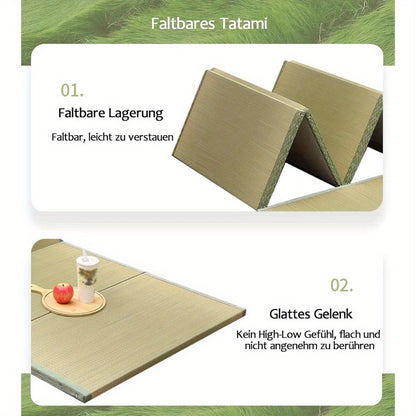 Tatami Mat – Opvouwbare Mat – Futon Mat – Yogamat – Crawling Mat – 200x75x3,5 cm – Natuurlijk Gras – Vochtregulerend & Antislip