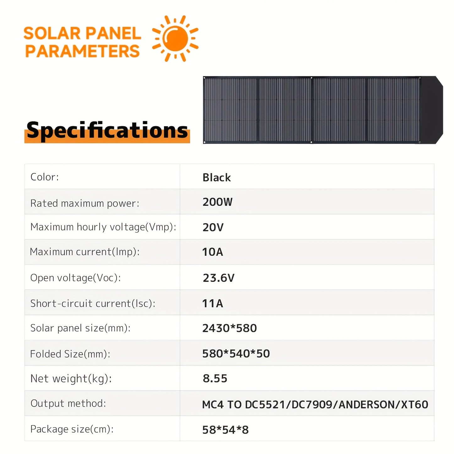 200W Draagbaar Zonnepaneel – Vouwbaar Solar Panel – Mobiel Zonnecel – Outdoor Solar Generator – Hoog Rendement 22,5% – Quad Fold Monokristallijn