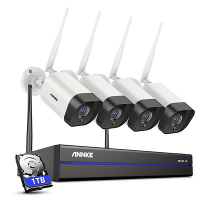 Bewakingscamera Set – Camerabewaking – Beveiligingscamera – Surveillance Camera – Wifi Beveiligingsset – 4x 3MP Camera’s – Intelligente Persoonsdetectie – Tweeweg Audio – 1TB HDD – H.264+ Compressie