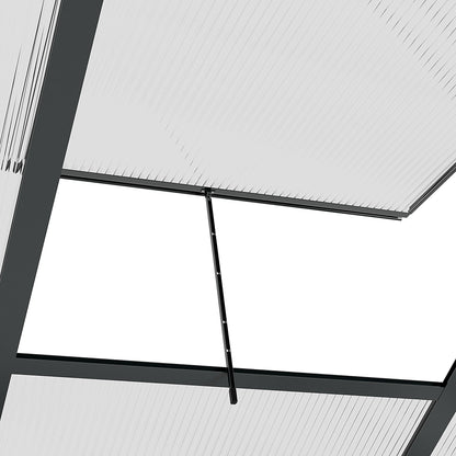 Kweekkas – Tuinkas – Groeikas – Moestuin Kas – Polycarbonaat Kas – Grijs – Aluminium Frame – UV-Bestendig – Inclusief Dakventilatie en Schuifdeur – 190x192x201 cm – Versterkte Stalen Basis