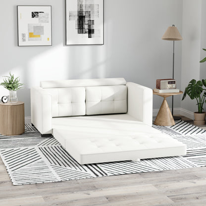 Bankbed – Slaapbank – Logeerbed – Sofa Bed – 2-Zits Convertible – Linnen-Effect Stof – Inklapbaar Matras – Compact Design 147,5x75x85 cm – Comfortabele Zit- en Slaapplek
