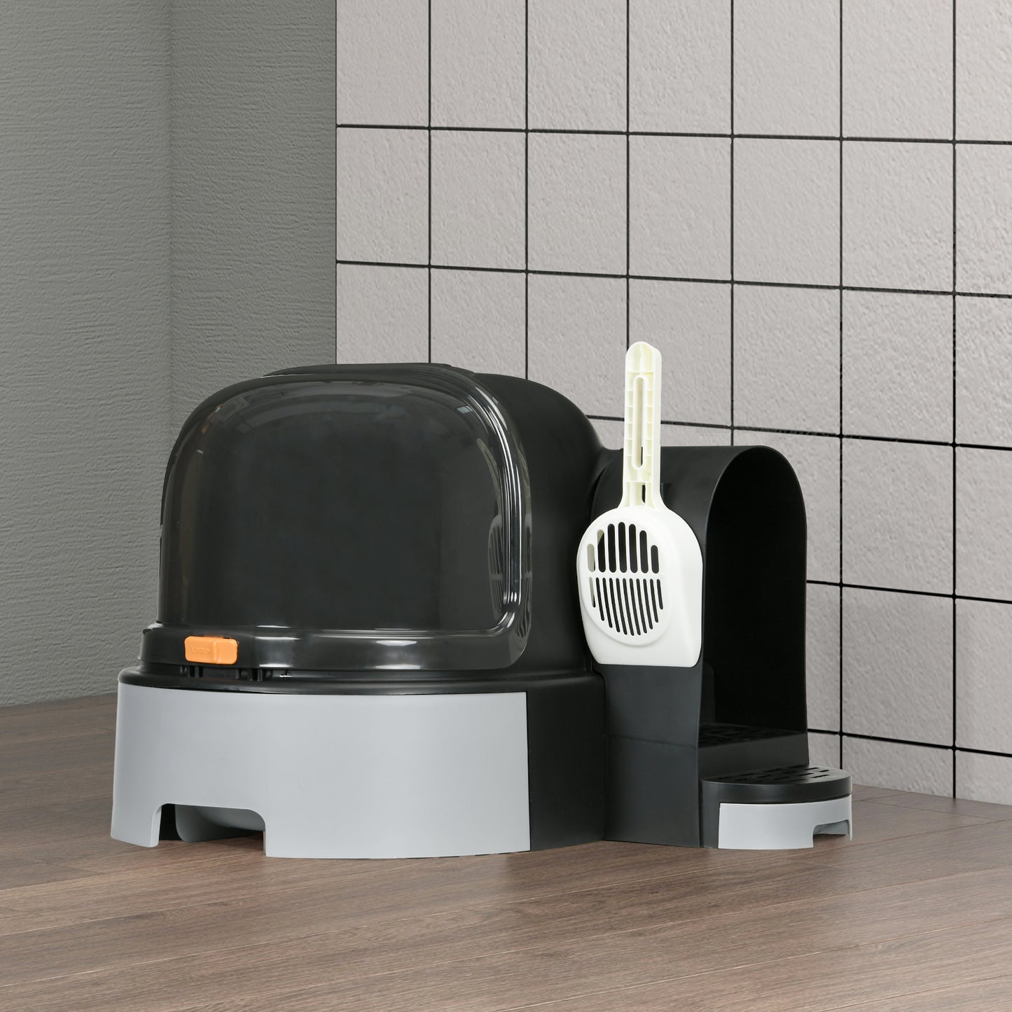 Kattenbak – Kattenbakken – Kattentoilet – Kattenhuis – Gesloten Kattenbak – Makkelijk Schoon Te Maken – Ruime Zij-Ingang – Donkergrijs