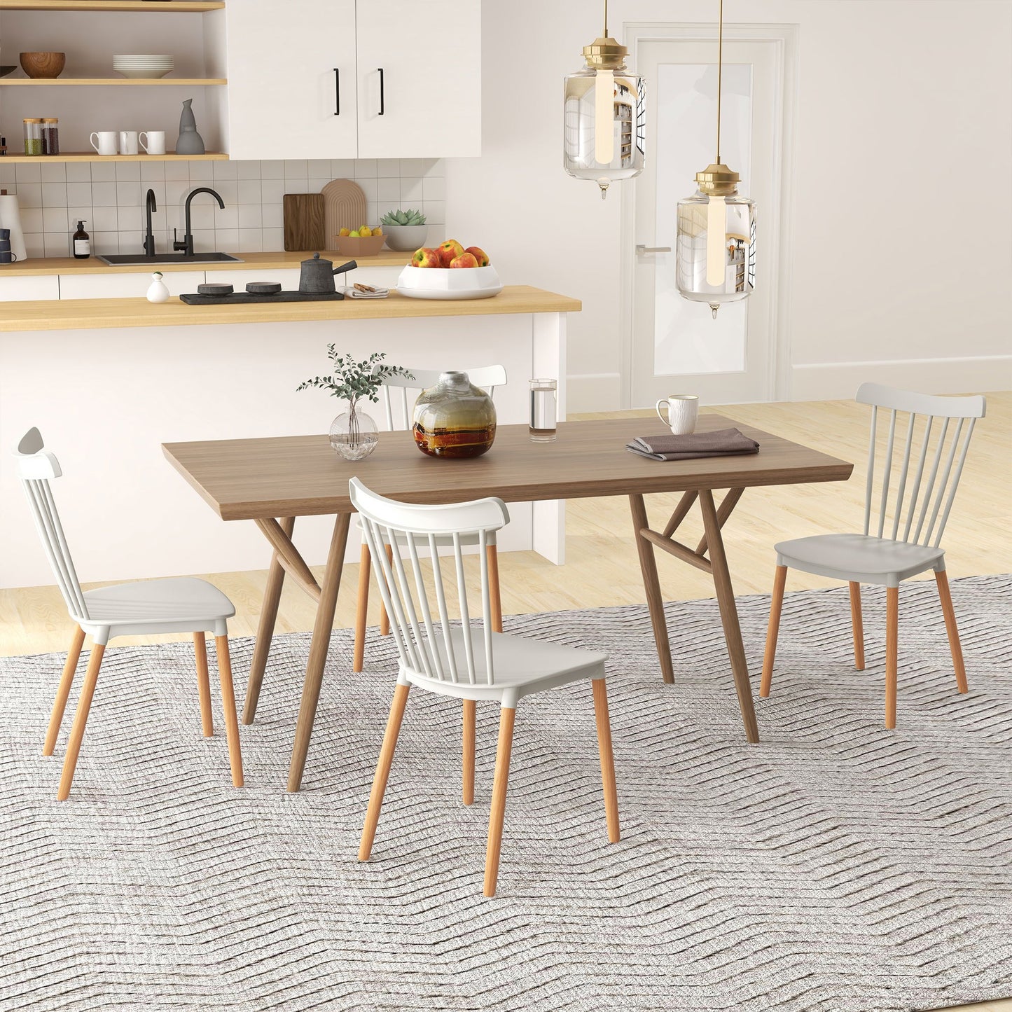 Eetkamerstoel – Stoel – Keukenstoel – Bureaustoel – Designstoel – Grijs – Scandinavisch Design – Beukenhouten Poten