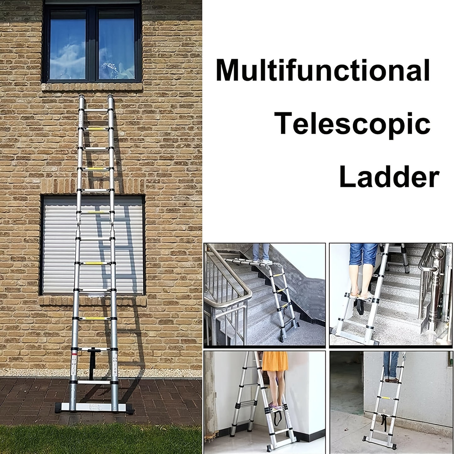 Telescoopladder – Uitschuifladder – Vouwladder – A-Frame Ladder – Trapladder – 5 Meter Hoogte – Roestvrij Staal