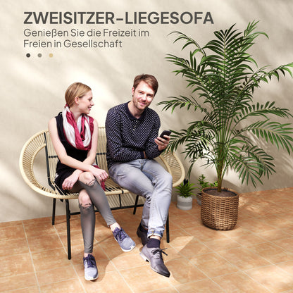 Zweefbank tuin – Tuinbank – Buitenbank – 2-zits bank – Schommelbank – Polyrattan – Weerbestendig – UV-bestendig – Draagvermogen 260 kg – Khaki