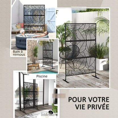Kamerscherm – Scheidingswand – Roomdivider – Tuinscherm – Paravent – Metaal – Zwart – 122x45x198 cm – Weerbestendig Epoxy