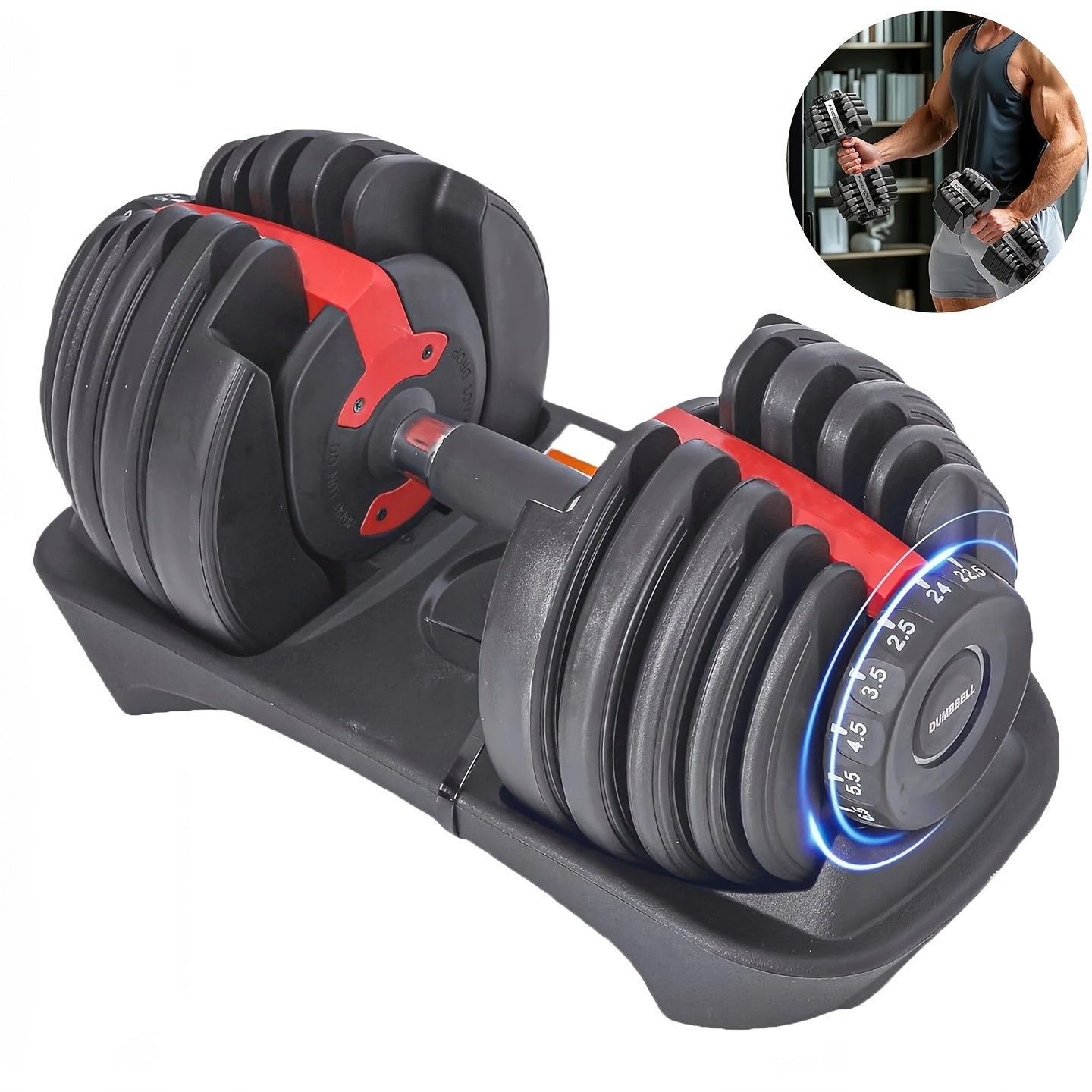 Adjustable Dumbbell 5in 1 (52.5lbs/24kg) | Anti-slip Dumbbell, Dumbbell Set for Women, Adjustable Dumbbell Set for Men, Fitness Workout, Strength Training, Antislip Grip, Compact Design, Durable Construction, Highquality Buil