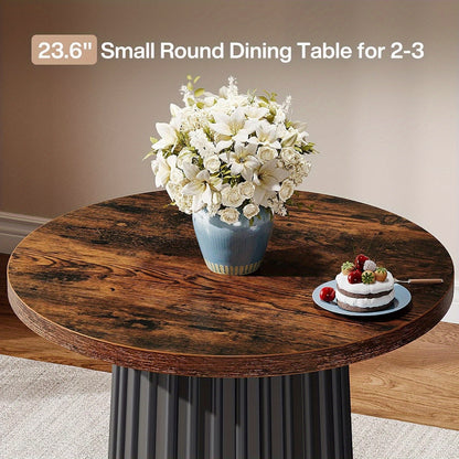 Ronde Eettafel – Kleine Keukentafel – Bistrotafel – Eettafel Voor 2 Personen – Compacte Tafel – Massief Houten Blad – Metalen Onderstel – Diameter 60 cm – Krasbestendig & Makkelijk Te Reinigen