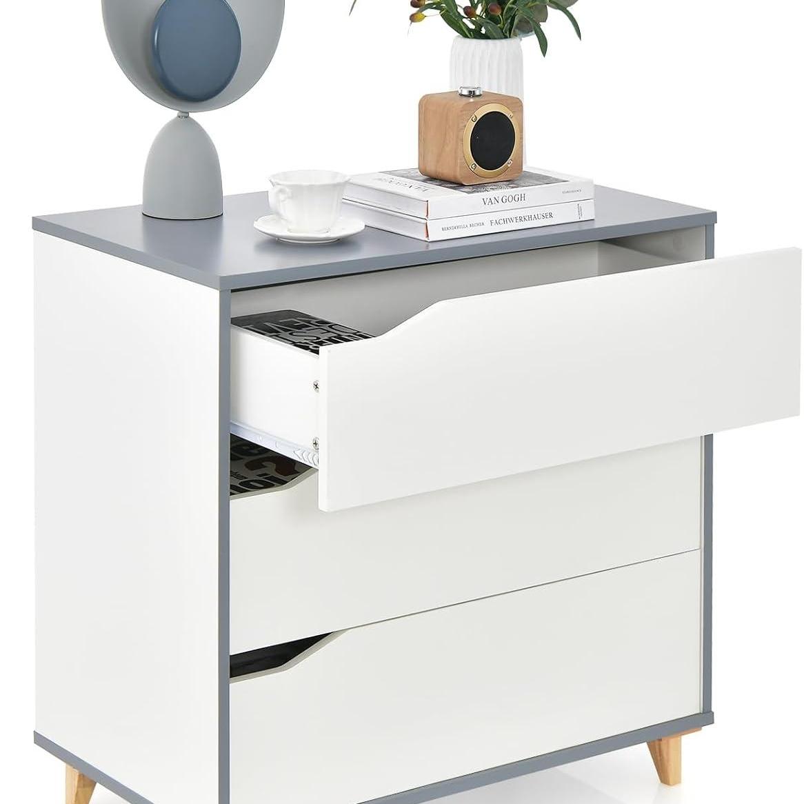 Nachtkastje – Ladekast – Opbergkast – Bedtafeltje – Bijzetkast – Met 3 Ruime Lades – Stabiel MDF Hout 75x42x75 cm
