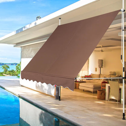Uitschuifbare Zonwering – Handmatige Zonnescherm – Terras Overkapping – Zonbescherming – Buitenluifel – 350 cm Breedte – Verstelbare Hoogte 200-300 cm
