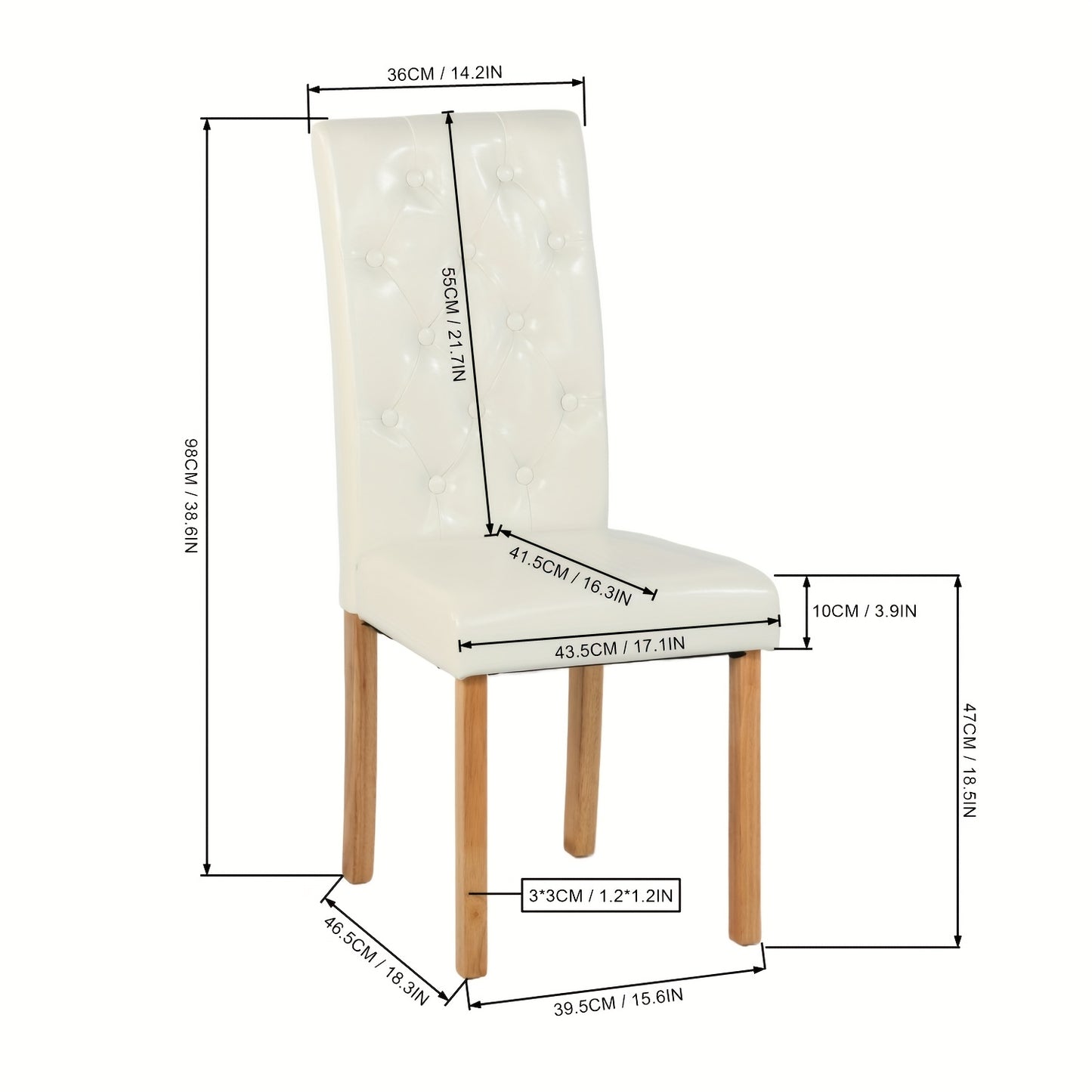 Eetkamerstoelen – Stoelen – Kuipstoelen – Meubels – Stoelonderdelen – Wit Kunstleer – Hardhouten Onderstel – Comfortabele Foamvulling