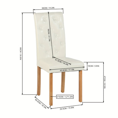 Eetkamerstoelen – Stoelen – Kuipstoelen – Meubels – Stoelonderdelen – Wit Kunstleer – Hardhouten Onderstel – Comfortabele Foamvulling