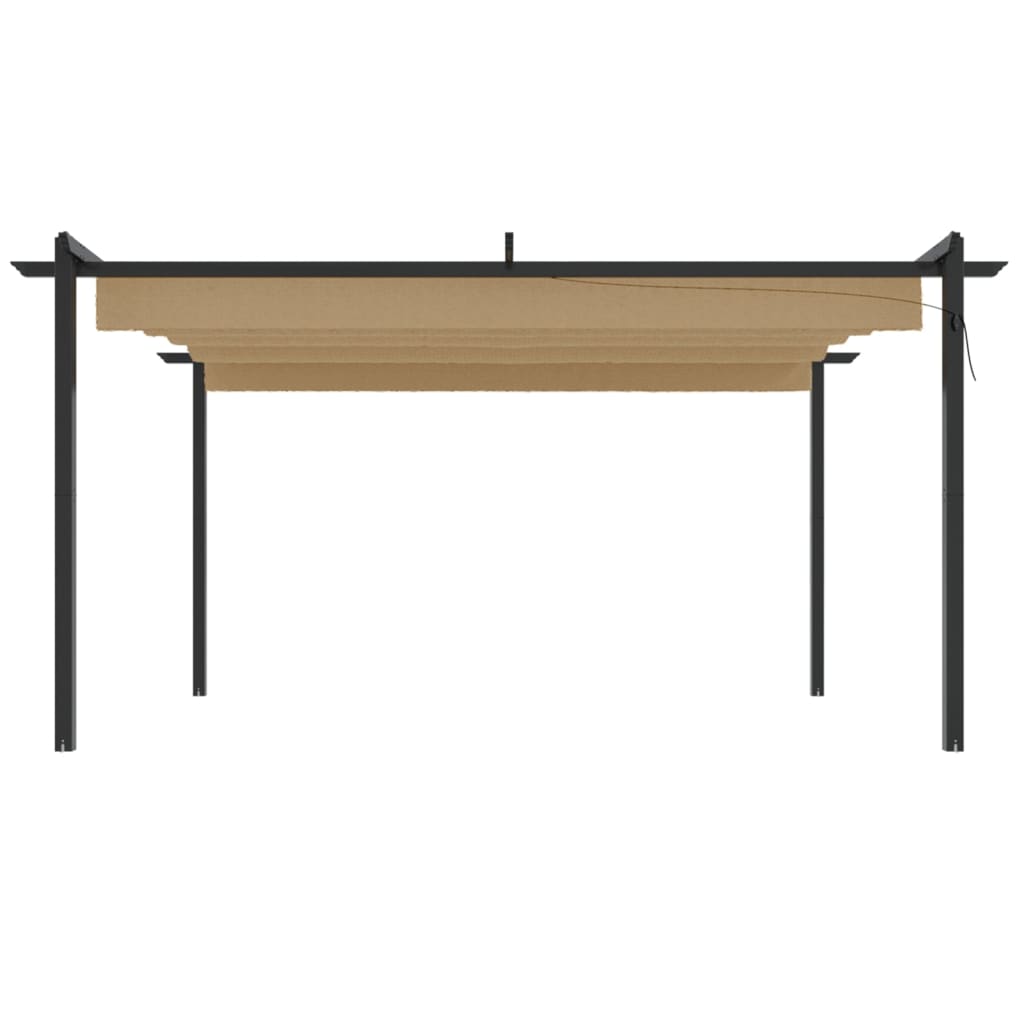 Tuinpaviljoen – Tuinoverkapping – Pergola – Tuinkamer – Prieel – Taupe 4x3x2,2m – Stalen Frame – Inklapbaar UV- en Waterbestendig Dak