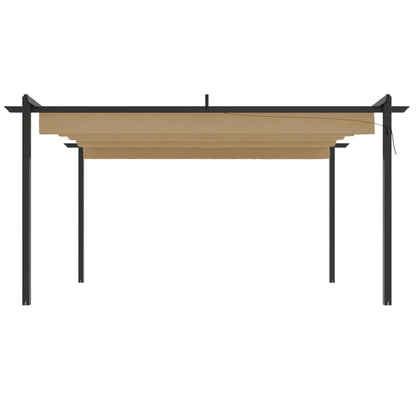 Tuinpaviljoen – Tuinoverkapping – Pergola – Tuinkamer – Prieel – Taupe 4x3x2,2m – Stalen Frame – Inklapbaar UV- en Waterbestendig Dak