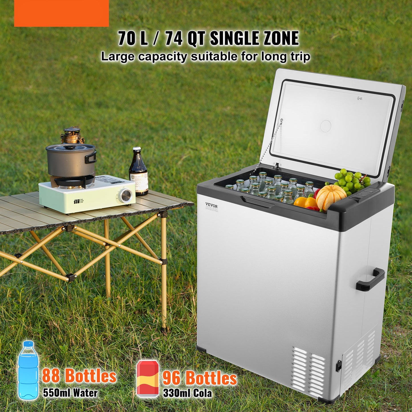Draagbare Koelkast – Mobiele Koelbox – Vrieskoffer – Camper Koeler – 70L Inhoud – Koelt Tot -20°C – Bluetooth Bedienbaar