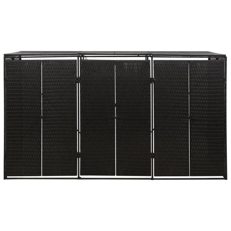 Afvalbak Buiten – Vuilnisbak Tuin – Afvalcontainer Recycling – Prullenbak Buiten – Grote Afvalbak 3 Compartimenten – Weerbestendig PE-Rattan – Afmeting 207x80x117 cm