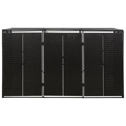 Afvalbak Buiten – Vuilnisbak Tuin – Afvalcontainer Recycling – Prullenbak Buiten – Grote Afvalbak 3 Compartimenten – Weerbestendig PE-Rattan – Afmeting 207x80x117 cm