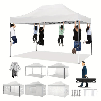 Partytent – Tuintent – Feesttent – Paviljoen – Evenemententent – 3x4,5 m – Stevige Constructie – Waterafstotende Polyester Stoffering