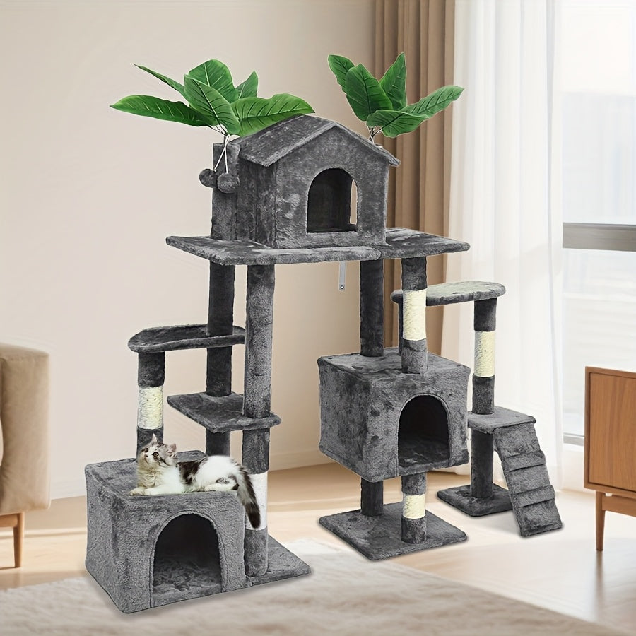 Krabpaal – Kattenboom – Kattenmeubel – Klimpaal – Krabmeubel – 150 cm Hoog – Houten Frame Met Zachte Bekleding - QUORE