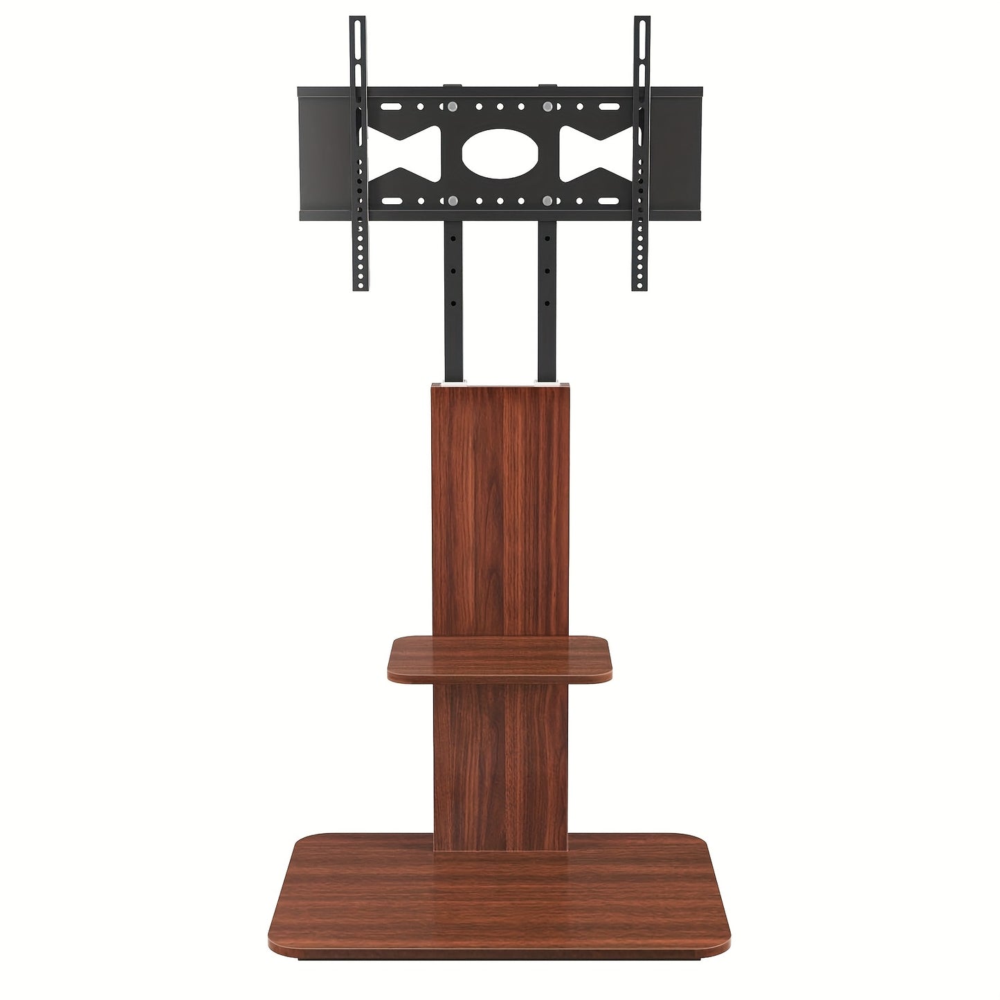 Zware TV-Standaard – Voor 32–65 Inch Schermen tot 39,9 kg – Verstelbare Vloermontage (130–152 cm), Houten & Metalen Frame met Opslagplank