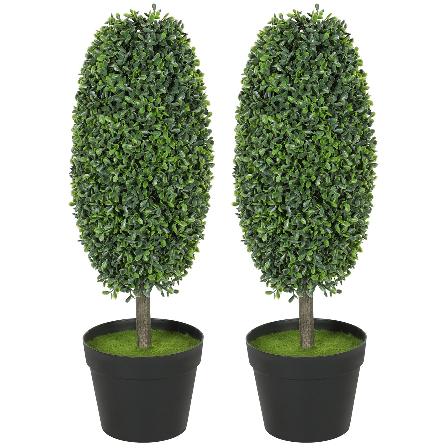 Kunstplanten – Nepsplanten – Kunstbomen – Decoratieplanten – Set van 2 – Onderhoudsvrij – UV-bestendig – 60 cm met Betonpot