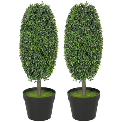 Kunstplanten – Nepsplanten – Kunstbomen – Decoratieplanten – Set van 2 – Onderhoudsvrij – UV-bestendig – 60 cm met Betonpot