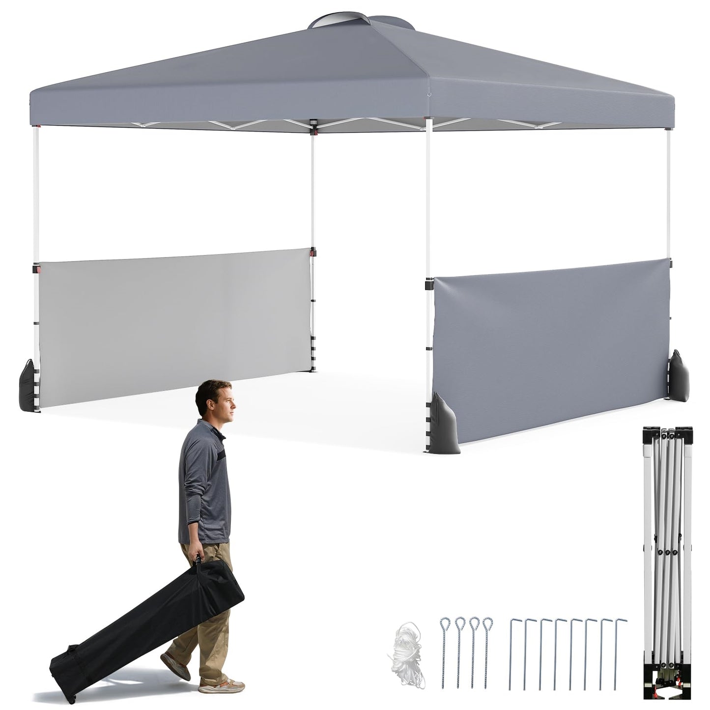 Partytent – Paviljoen – Tuintent – Feesttent – Opvouwbare Tent – 3x3 Meter – Waterdicht Oxford Stof – Inclusief Zijwanden & Haringen