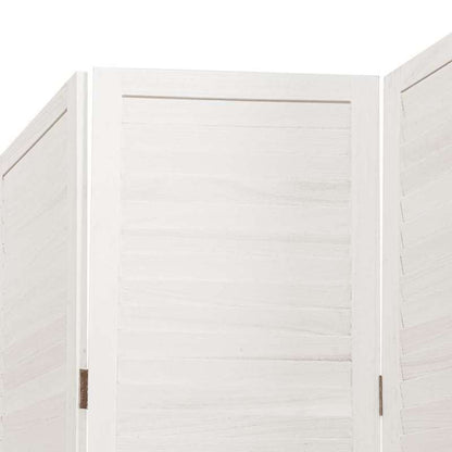 Room Divider with 6 Panels Made of Solid White Paulownia Wood