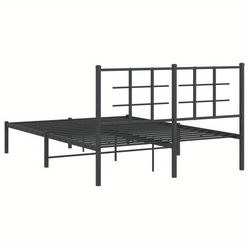 Bed Frame with Headboard Metal Black 135X190 Cm