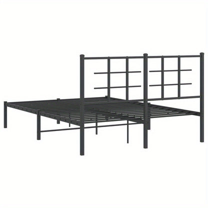 Bed Frame with Headboard Metal Black 135X190 Cm