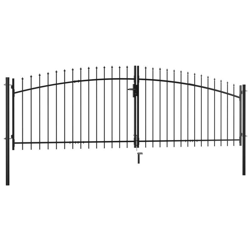 Zwarte Tuinpoort – Metalen Poort – Tuinafsluiting – Dubbele Deur – Sierpoort – Robuust Metaal – 400x150 cm – Speerpunten Veiligheidsdesign