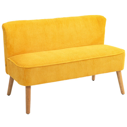 2-zits bank – tweezitsbank – loveseat – zitbank – sofa – Scandinavisch design – massief houten frame – draagkracht 150 kg – afmeting 117x56,5x77 cm – gele kleur