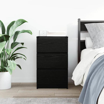 Nachtkastje – Bedkastje – Slaapkamerkastje – Nachtmeubel – Opbergkastje – Set Van 3 Zwarte Nachtkastjes – Compact 39x35x65 cm – 3 Lades Met Hoog Draagvermogen