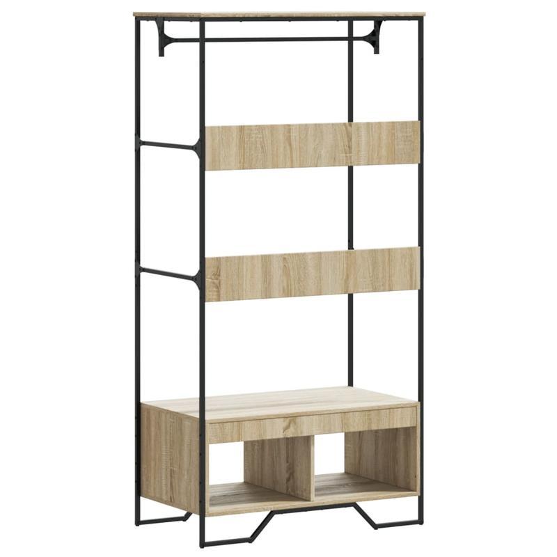 Wardrobe 90X50X180 Cm Made of Treated Wood in Sonoma Oak Color