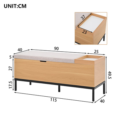 BTM Shoe Bench 115X40X49.5 Cm, Storage Bench with Seat Cushion, Bench with Storage, Floor Bench with Storage Space, Bench for Entrance Area, Living Room & Bedroom