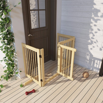 Houten Hondenren – Hondenhek – Hondenplaat – Huisdierenren – Speelren – Natuurlijk Massief Dennenhout – Flexibel 4 Panelen 204x36x75 cm