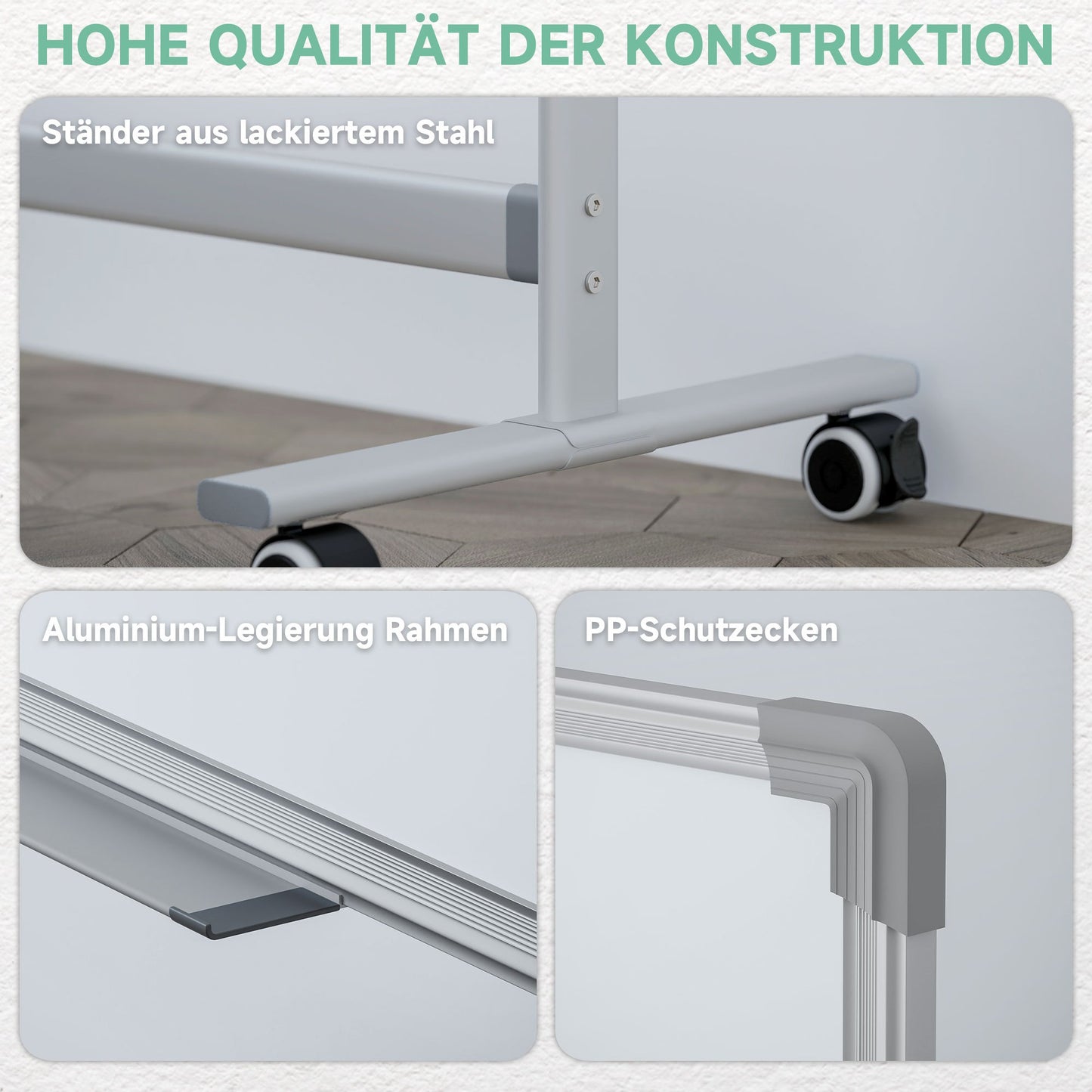 Magnetisch Whiteboard – Whiteboard Bord – Schrijfbord – Presentatiebord – Mobiel Whiteboard – 120 x 90 cm – Draaibaar Met Metalen Frame – Inclusief Marker En Wisser
