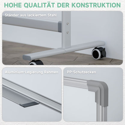 Magnetisch Whiteboard – Whiteboard Bord – Schrijfbord – Presentatiebord – Mobiel Whiteboard – 120 x 90 cm – Draaibaar Met Metalen Frame – Inclusief Marker En Wisser