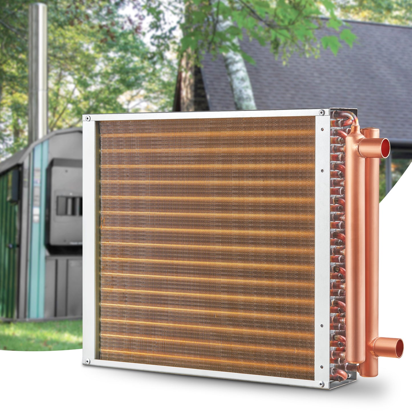 Warmtewisselaar – Warmteoverdrager – Warmtewisselaar Voor Zwembad – Koelwisselaar – Thermische Wisselaar – 16” x 16” Grootte – 3 Rijen 3/8” Koperen Buizen