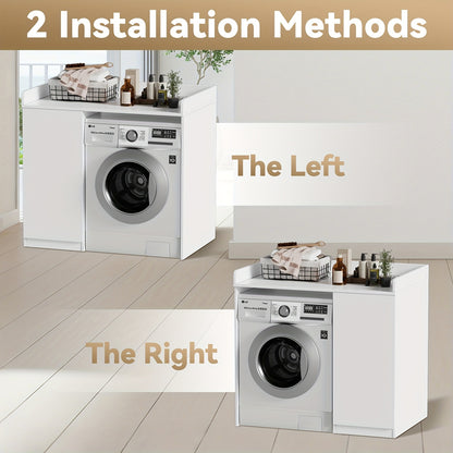 Wasmachinekast – Wasdrogerkast – Opbergkast – Waskamermeubel – Wit – 96x66x96 cm – 2 Ruime Planken – Verstelbare Zijopslag
