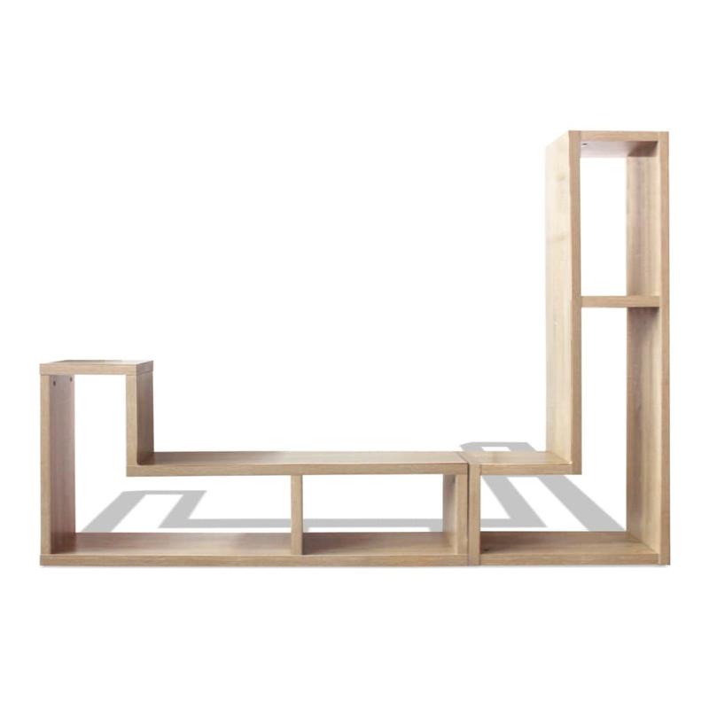 Double L-Shaped Oak TV Stand